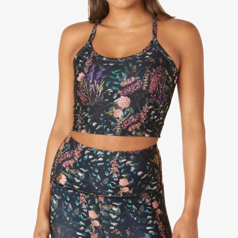 Beyond Yoga Cropped Floral Racerback Tank